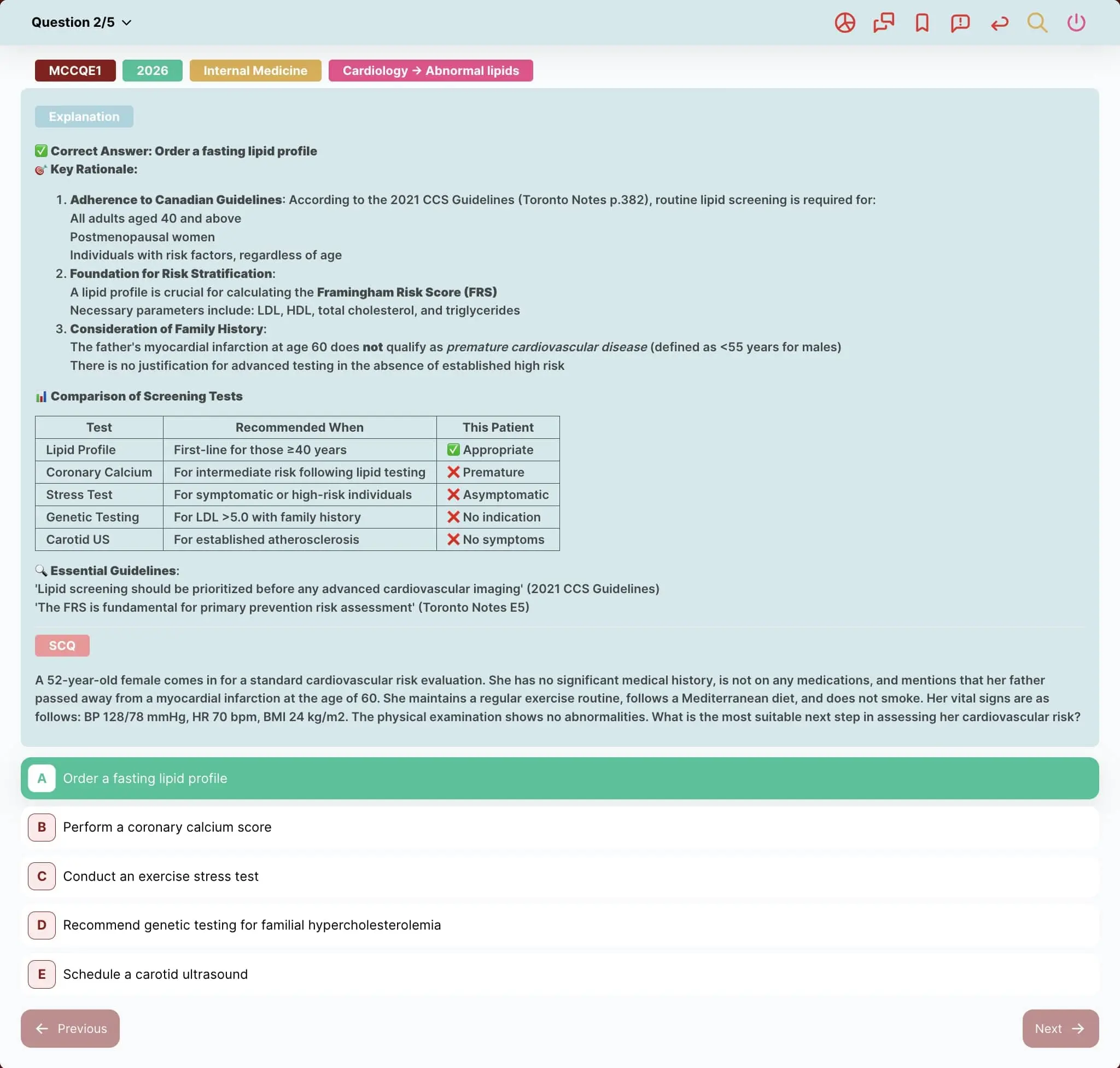 Detailed explanation breakdown showing correct answer rationale and why distractors are wrong