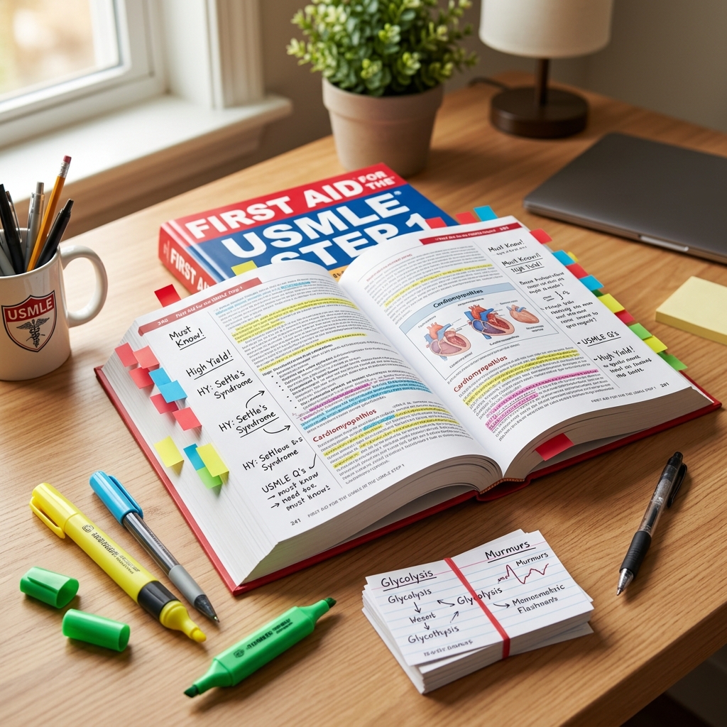 First Aid for USMLE Step 1 textbook review and annotation tips