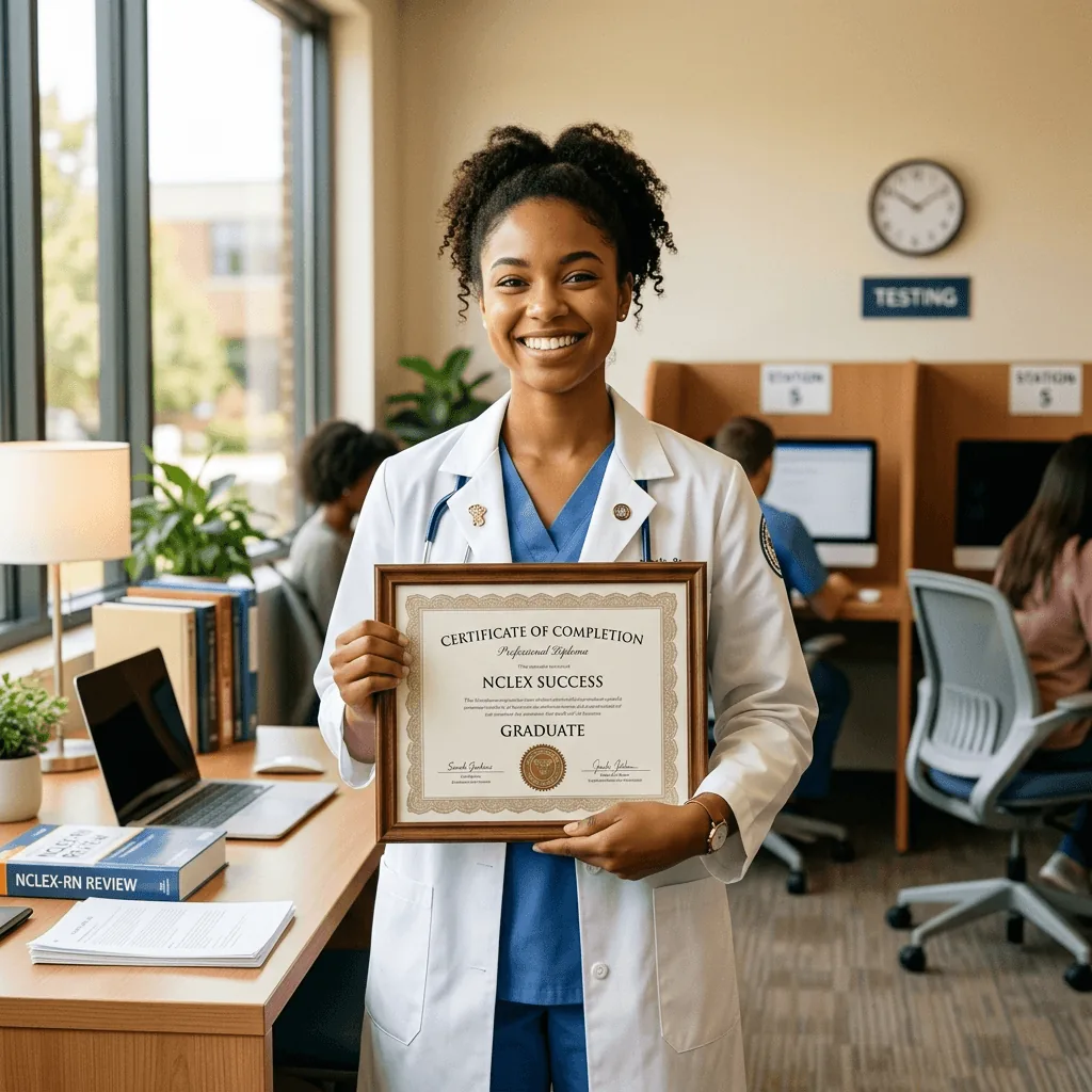 Nursing student studying for the NCLEX with a focused study strategy
