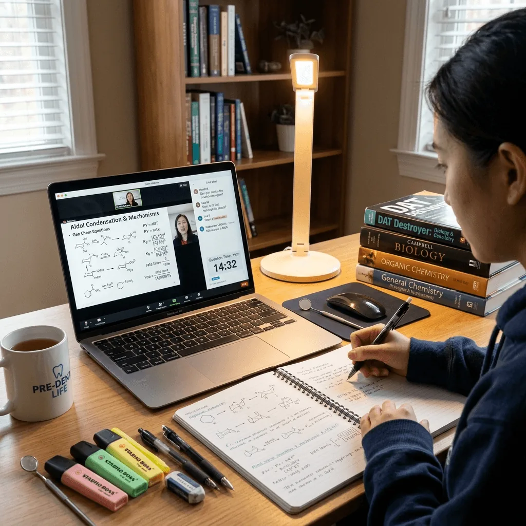 Kaplan DAT course interface and textbook materials